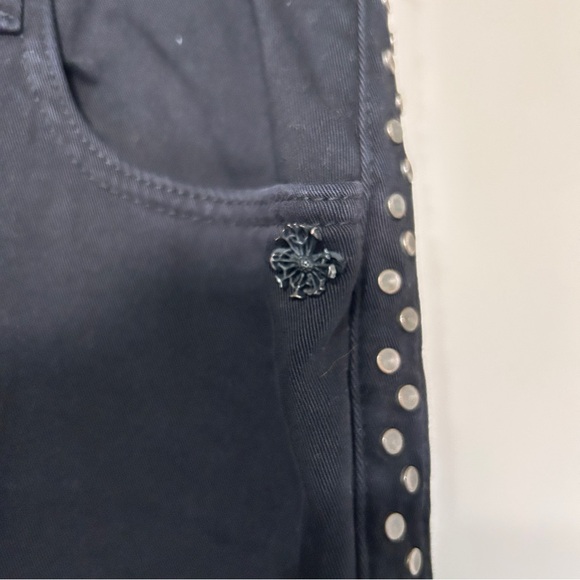 Maison Scotch Women 27 Petit Ami Slim Boyfriend Jean Reg Black Studded Straight - Picture 3 of 8